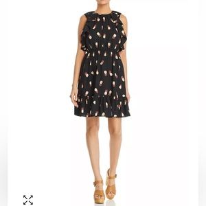 Kate Spade Black pineapple flounce dress Small